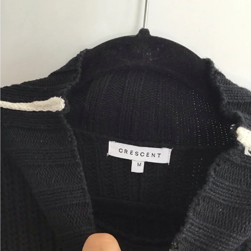 Crescent Black Knit sweater Cotton acrylic wool M‎